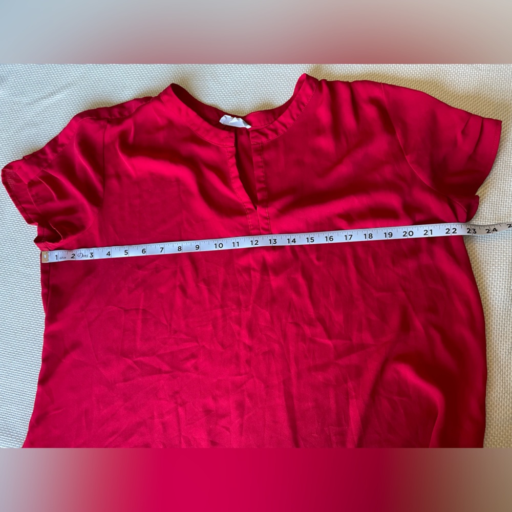 Pleione Red Women’s Large Short sleeve Blouse - Picture 6 of 7